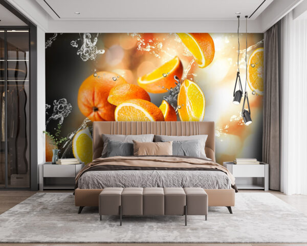 Oranges falling into water with water splashing Oranges falling into water with water splashing