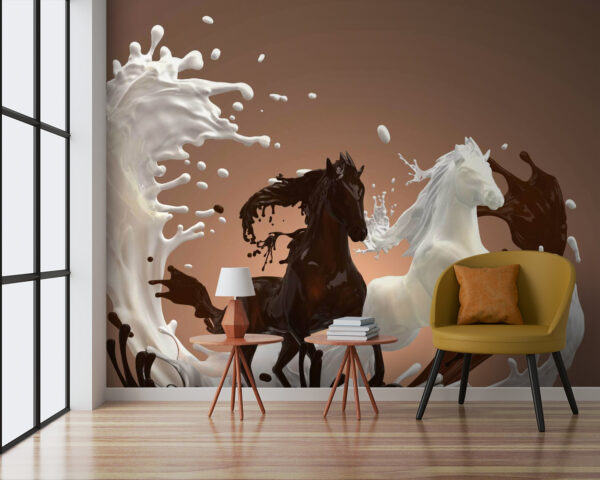 Horse with milk splashing around it Horse with milk splashing around it