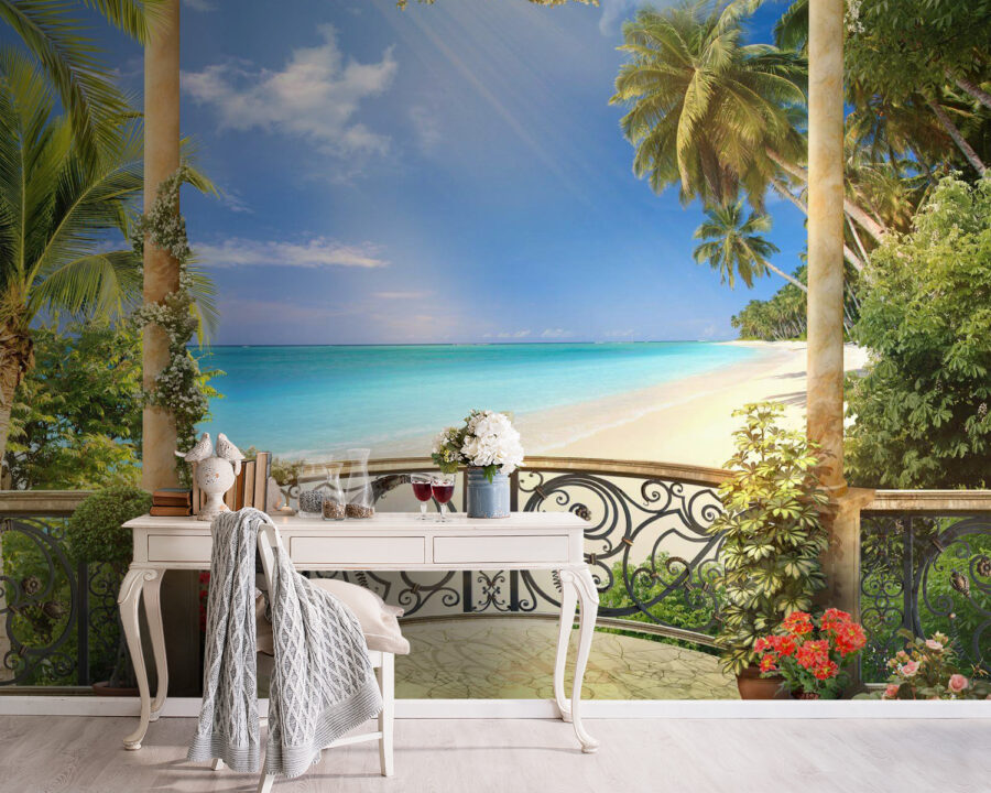 Wall murals View of a beach from a balcony