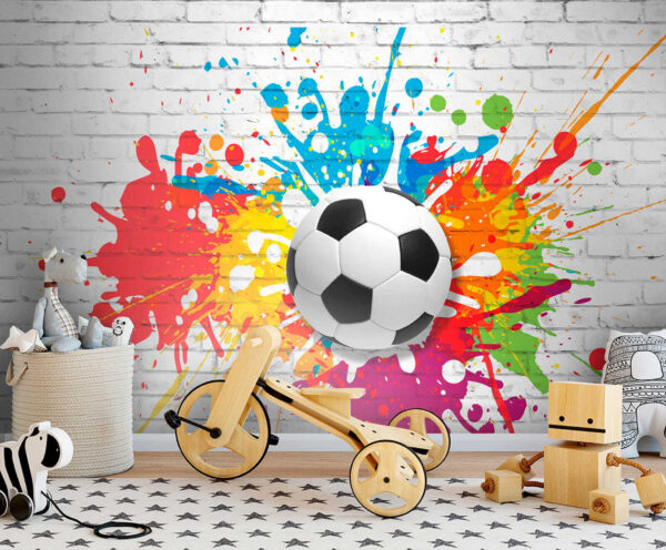 Football ball on a brick wall