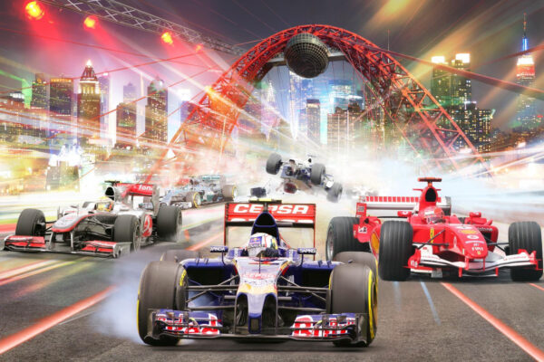 Race car racing on a track Race car racing on a track