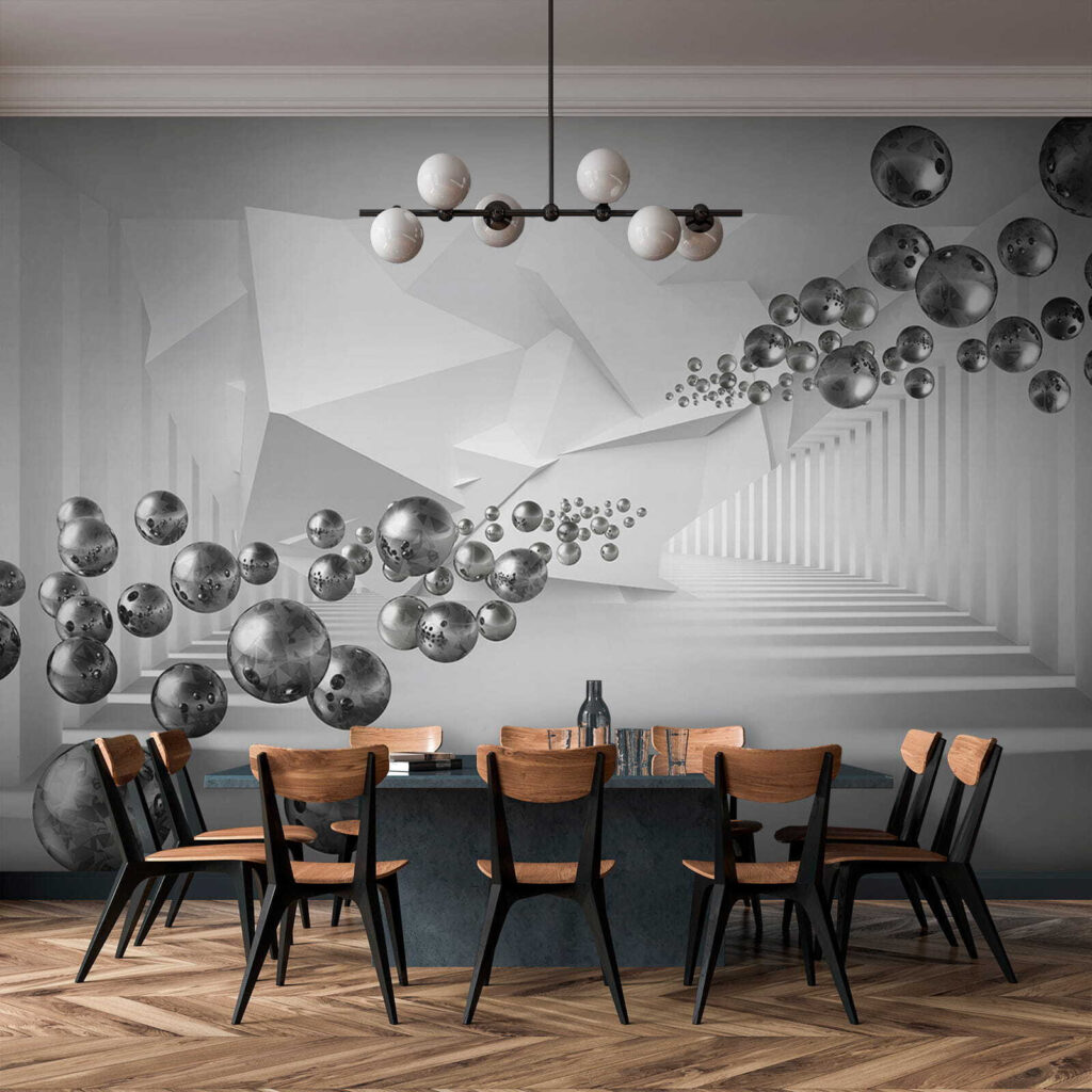 White room with white walls and white columns