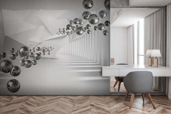 White room with white walls and white columns White room with white walls and white columns
