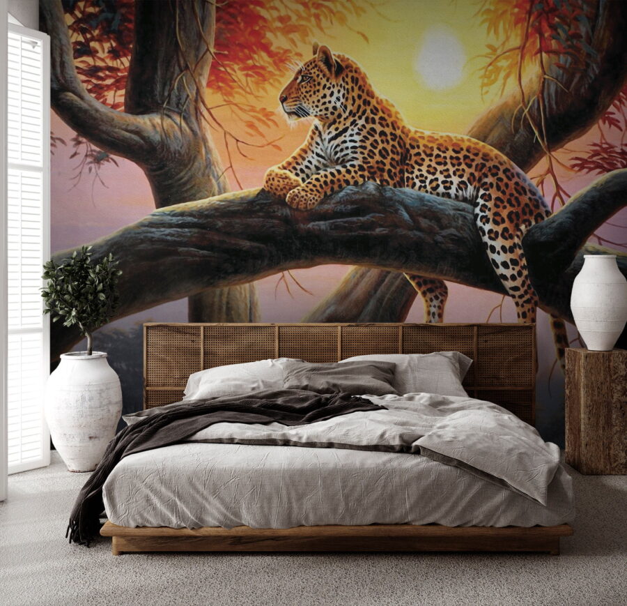 Wall murals Leopard lying on a tree branch - Image 5