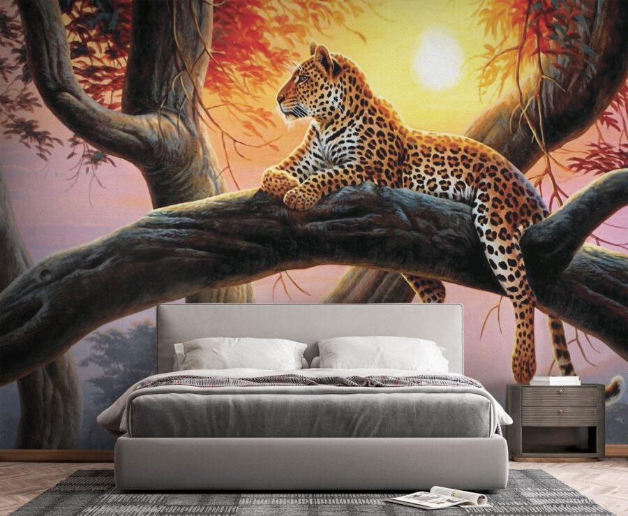 Wall murals Leopard lying on a tree branch - Image 4