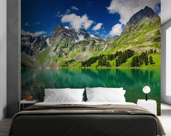 Body of water with mountains and trees Body of water with mountains and trees