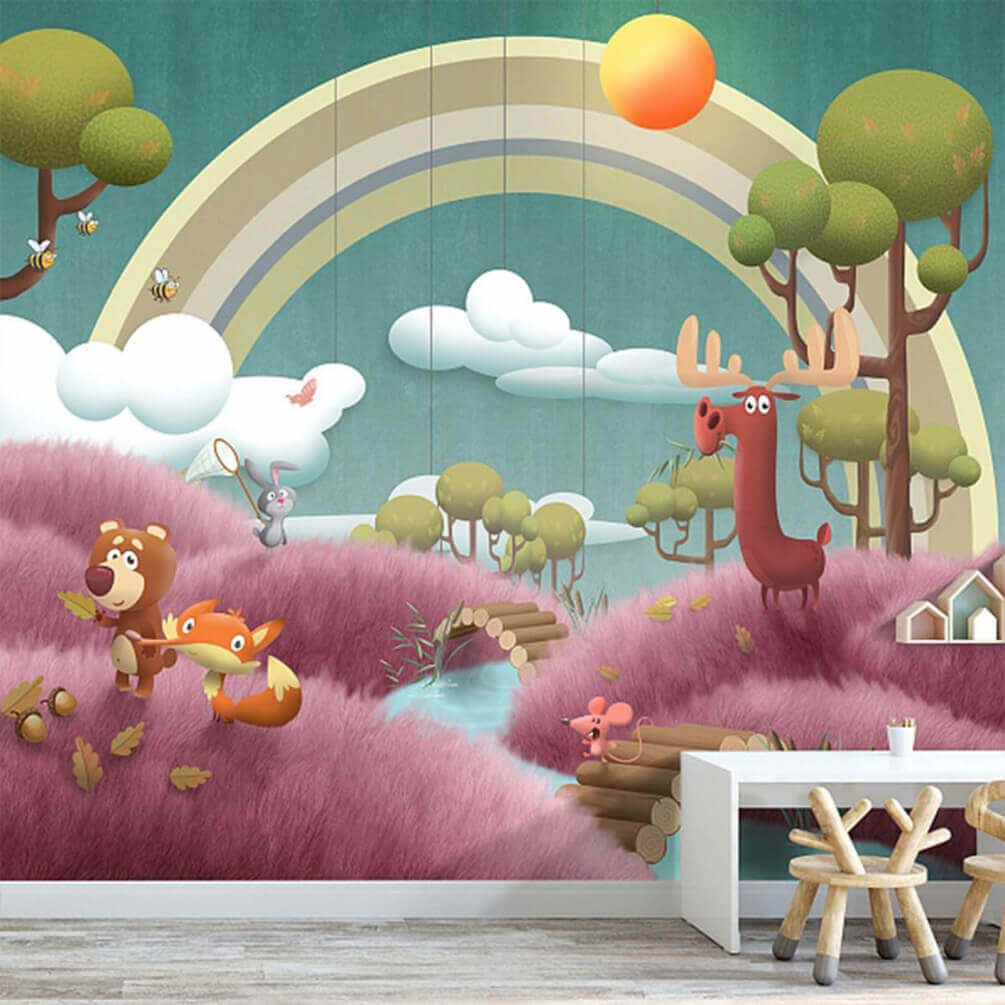 u62475pir1m - Cartoon scene with animals and a river - tegory