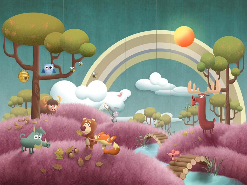 u62475p 1024x768 - Cartoon scene with animals and a river - tegory