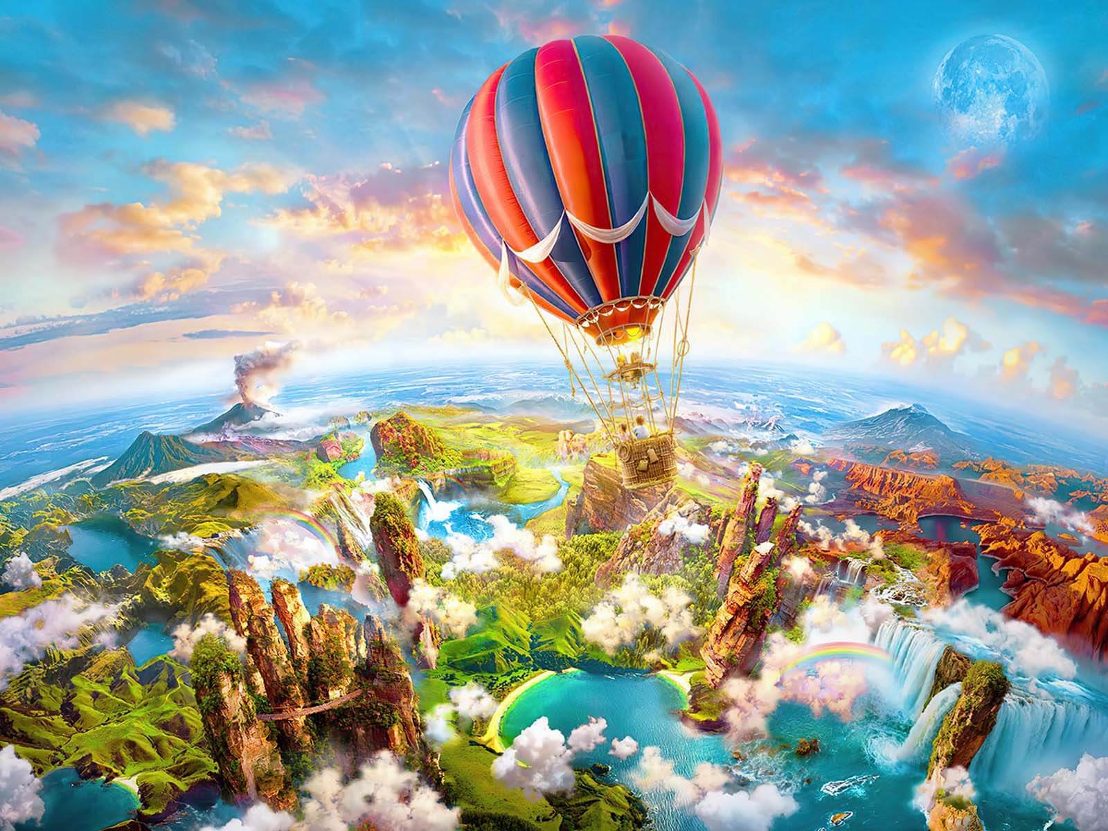 Hot air balloon over a landscape u62124p - Hot air balloon over a landscape - tegory