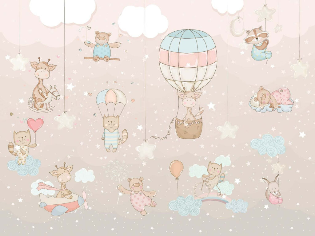 Wall mural of animals and balloons Wall mural of animals and balloons