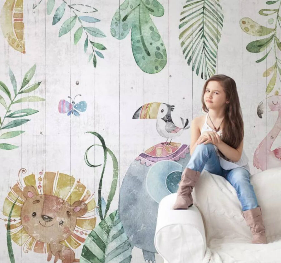 Wall mural of animals