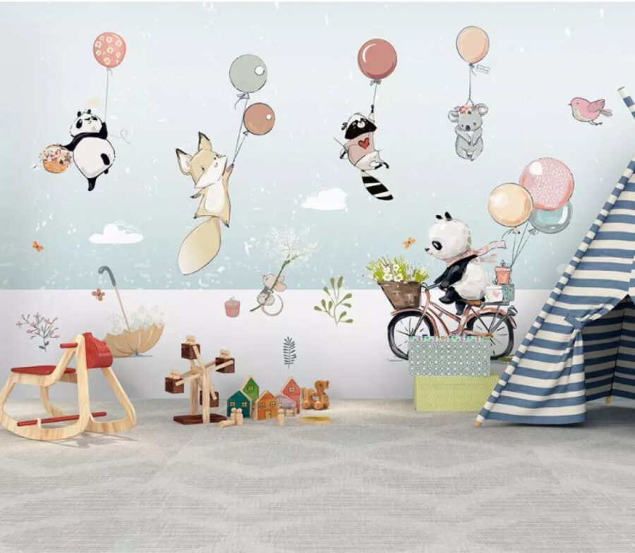 Cartoon of animals on a bicycle