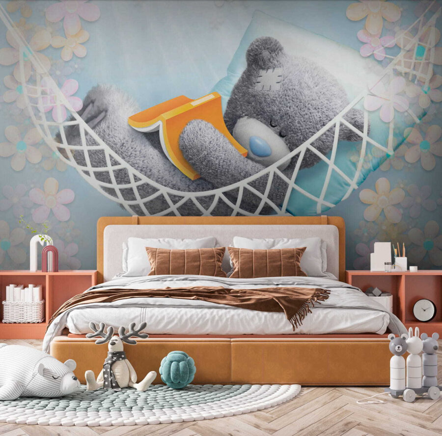 Wall murals Teddy bear sleeping in a hammock - Image 3