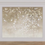 Wall murals Tree branch with white and blue flowers