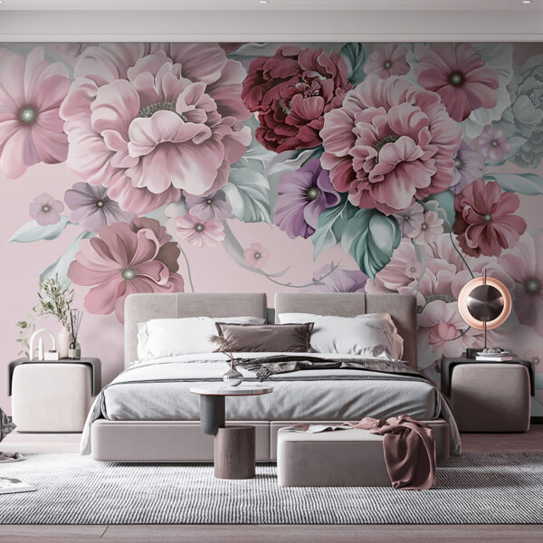 A group of flowers on a pink background A group of flowers on a pink background