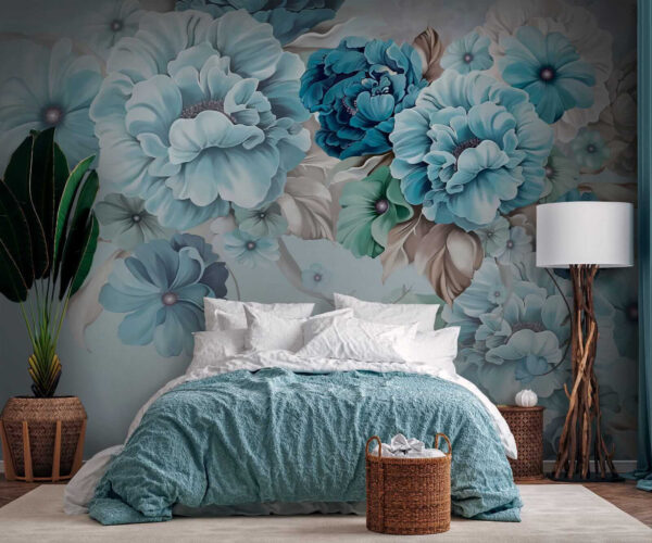 Soft blue floral arrangement in bloom Soft blue floral arrangement in bloom