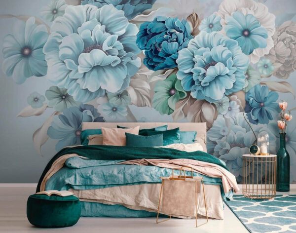 Soft blue floral arrangement in bloom Soft blue floral arrangement in bloom