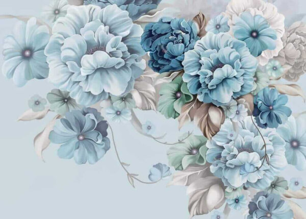 Soft blue floral arrangement in bloom Soft blue floral arrangement in bloom