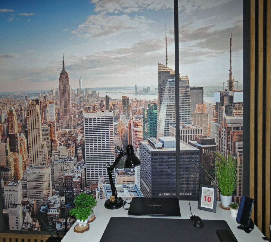 Wall murals Large window with a city view - Image 10