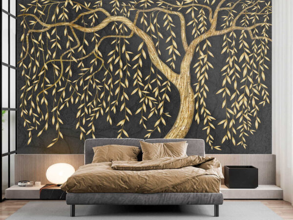 Elegant metallic tree on dark background Elegant metallic tree on dark background