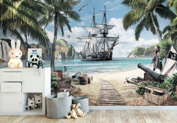 Painting of a ship on a beach Painting of a ship on a beach