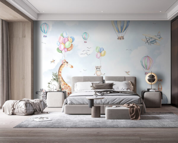 Watercolor of animals and balloons Watercolor of animals and balloons