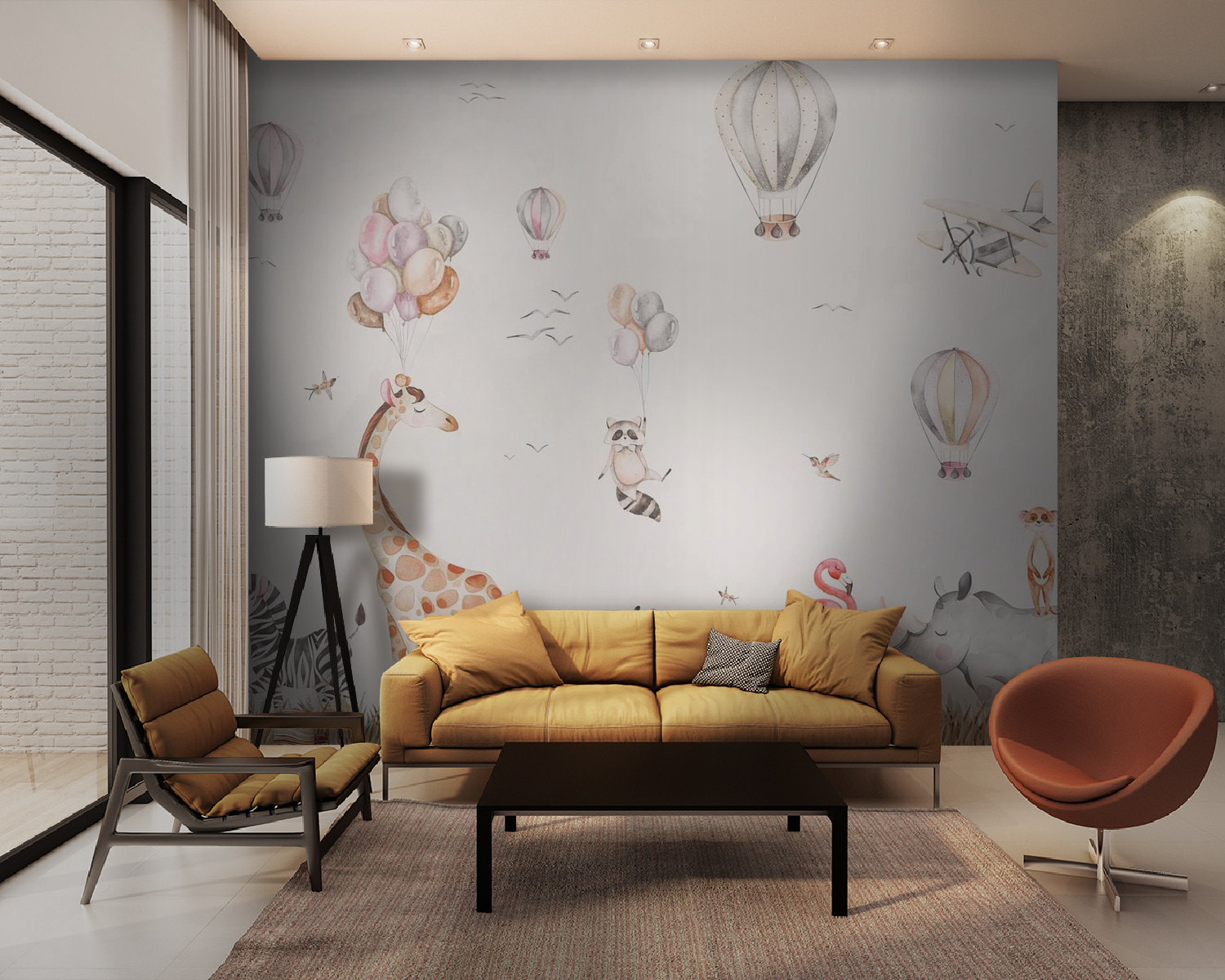 Wall mural of animals and hot air balloons Wall mural of animals and hot air balloons
