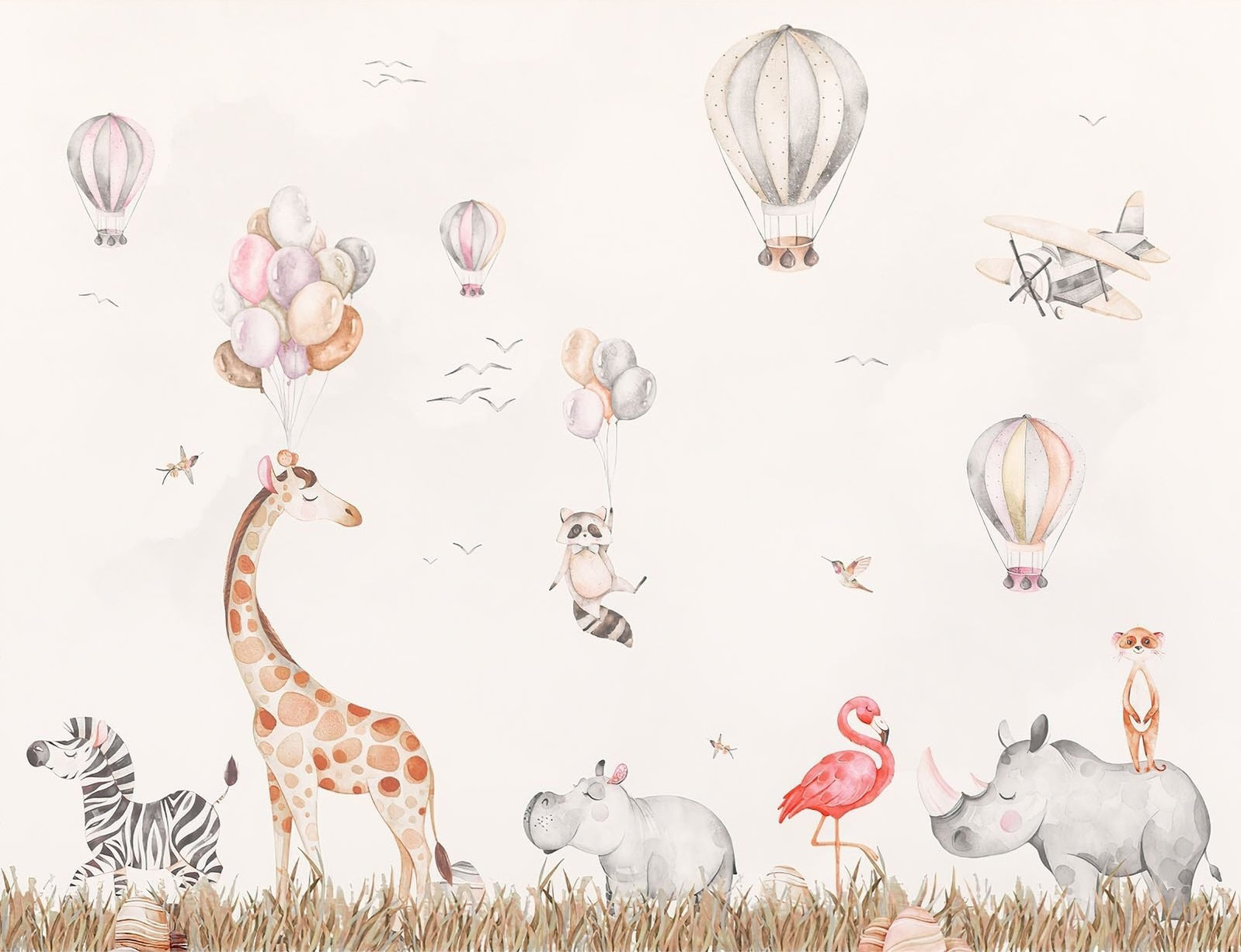 Wall mural of animals and hot air balloons Wall mural of animals and hot air balloons