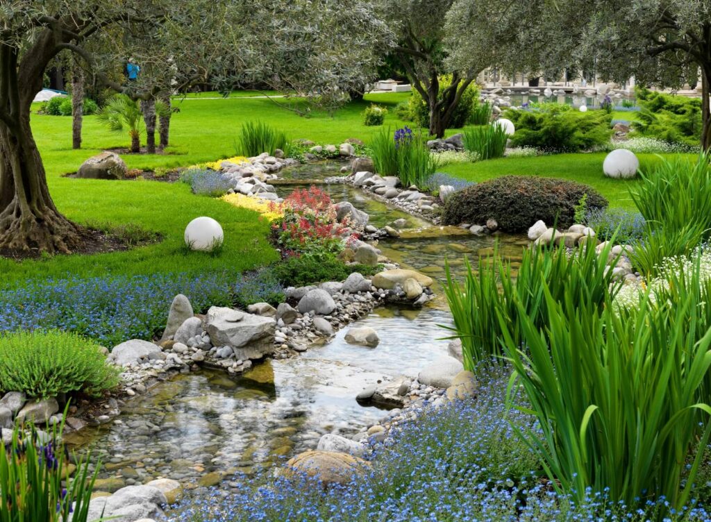 Stream running through a park Stream running through a park