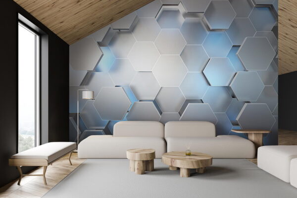 White hexagons with blue lights u59733pig3 600x400 - White hexagons with blue lights
