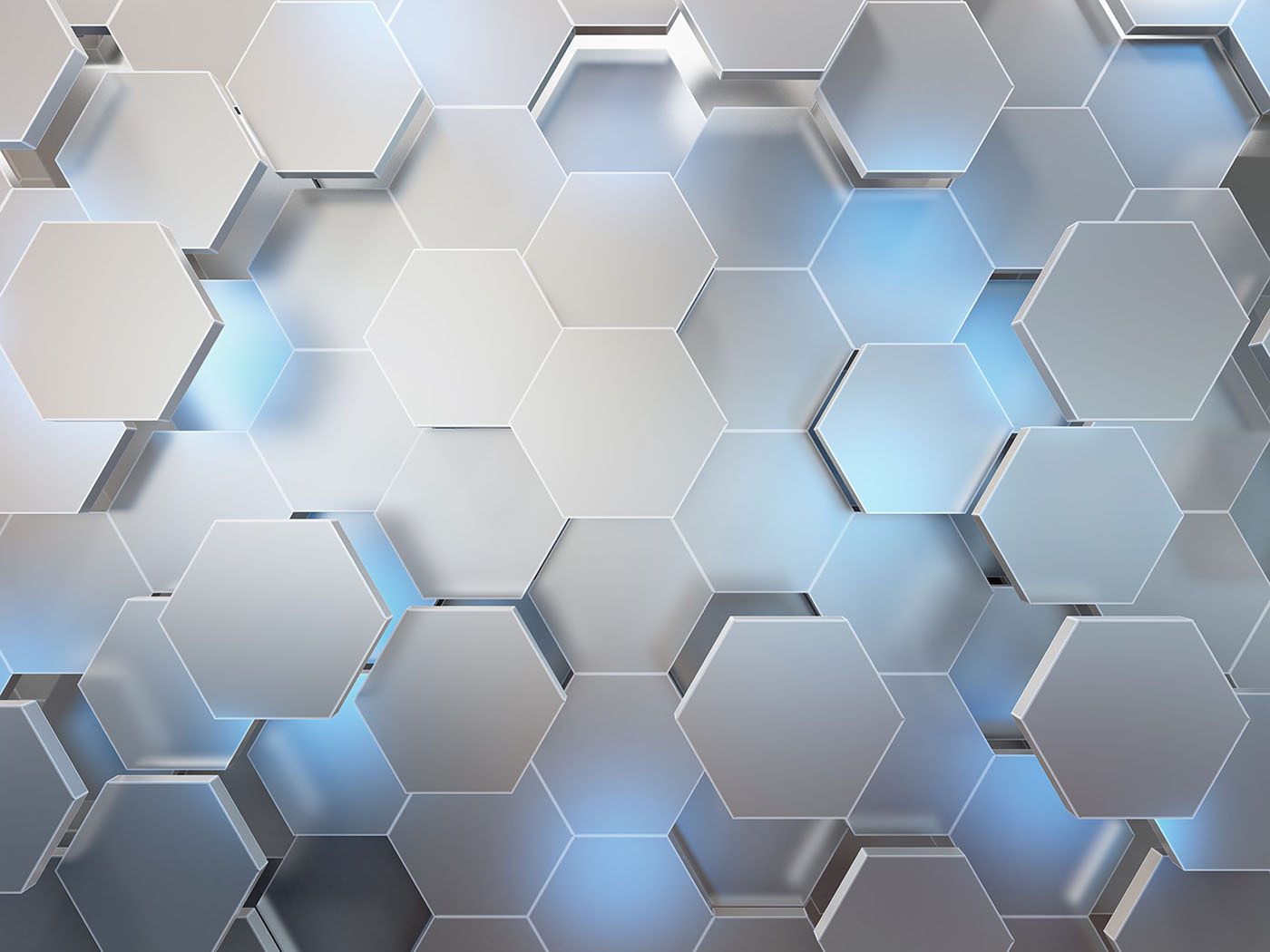 White hexagons with blue lights u59733p - White hexagons with blue lights
