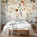 Wall mural Bird flying in a garden