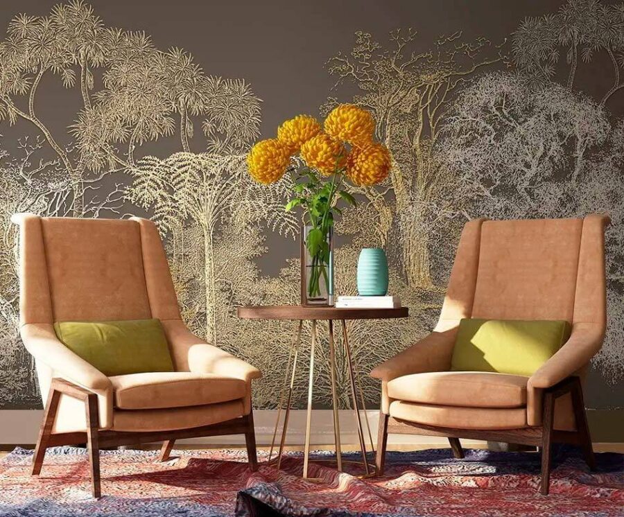 Serene landscape of abstract trees Serene landscape of abstract trees