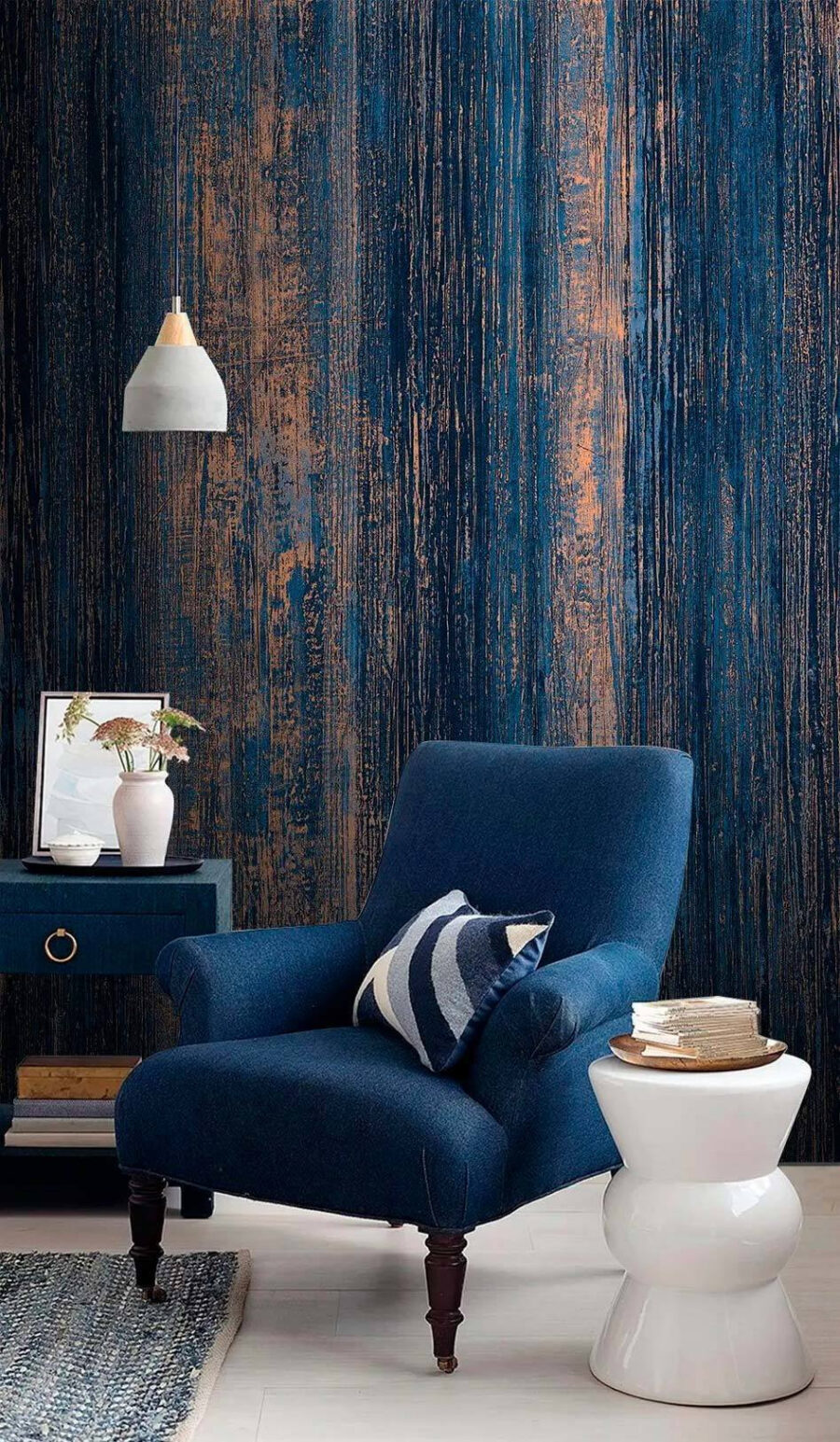 Wall murals Blue and orange striped surface