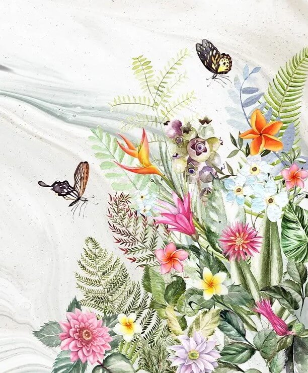 Painting of flowers and butterflies