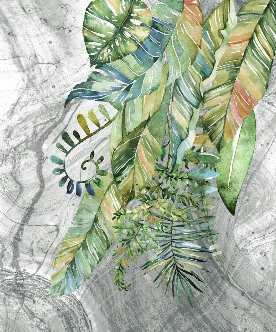 Painting of leaves on a marbled surface Painting of leaves on a marbled surface