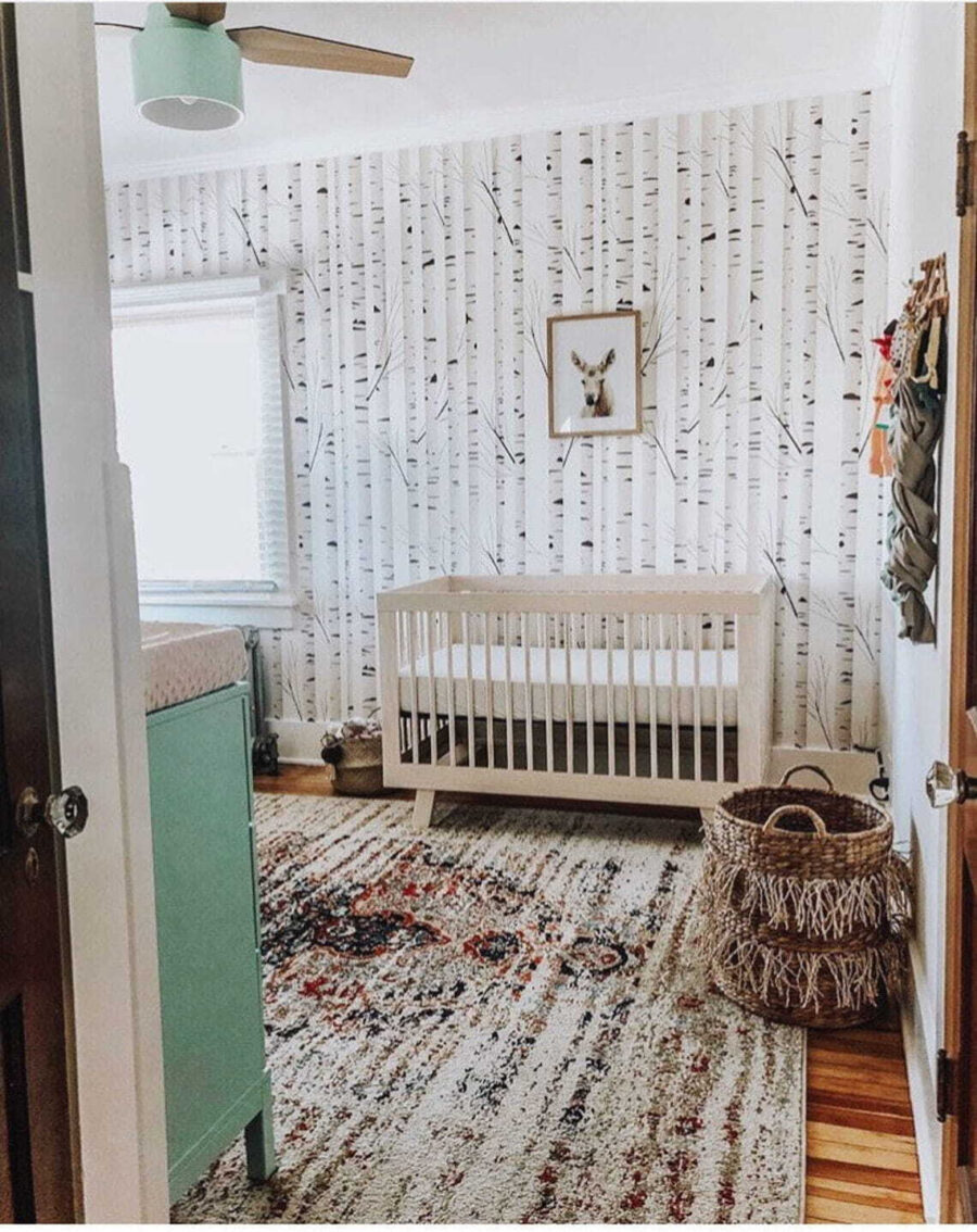 White and brown striped curtain