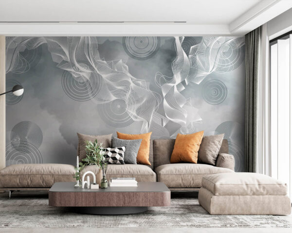 White and black swirls on a gray background White and black swirls on a gray background
