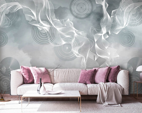 White and black swirls on a gray background White and black swirls on a gray background