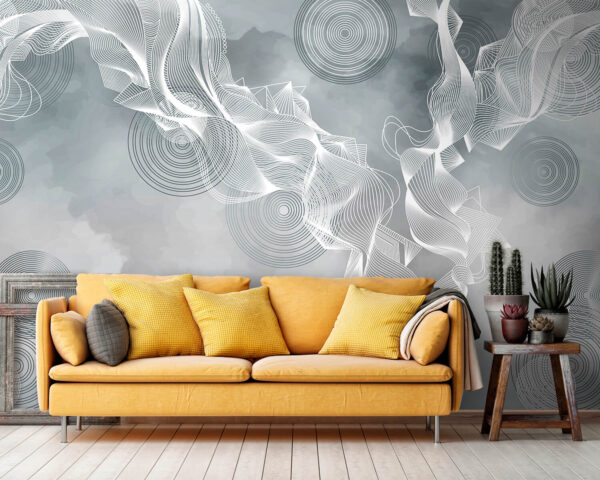 White and black swirls on a gray background White and black swirls on a gray background