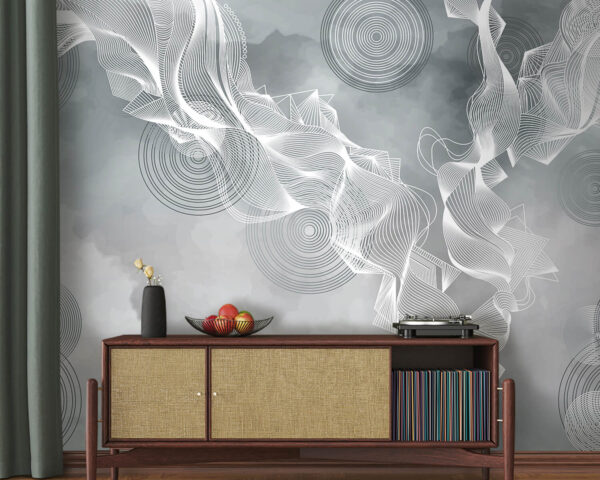 White and black swirls on a gray background White and black swirls on a gray background