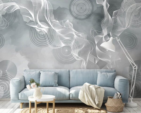 White and black swirls on a gray background White and black swirls on a gray background