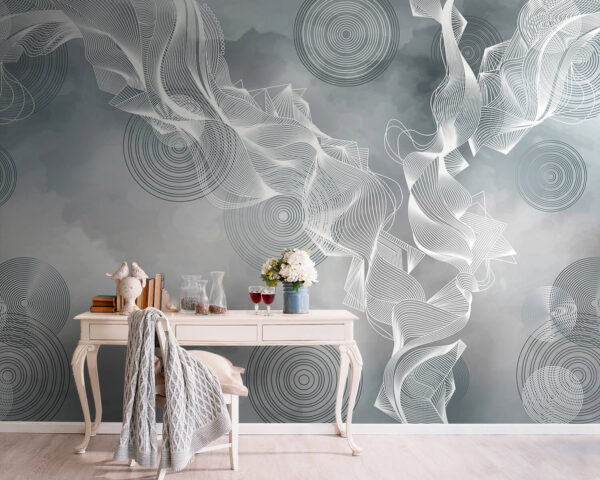 White and black swirls on a gray background White and black swirls on a gray background