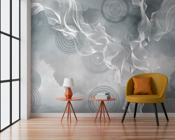White and black swirls on a gray background White and black swirls on a gray background