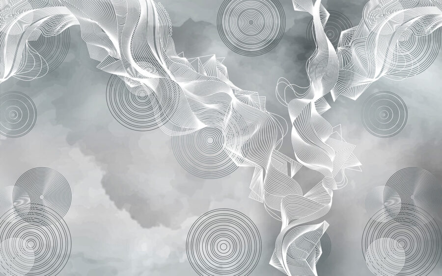 White and black swirls on a gray background White and black swirls on a gray background