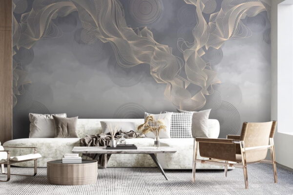Wall murals Grey and white background with circles and lines (SKU: u58943) Wall murals Wall murals Grey and white background with circles and lines (SKU: u58943)