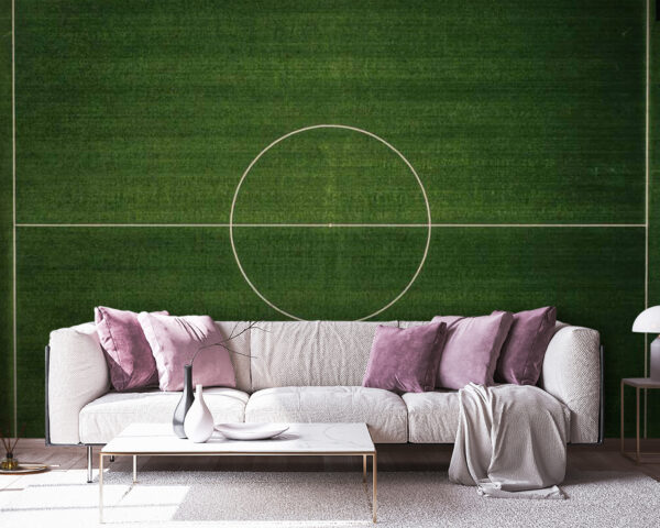 Football field with a white circle Football field with a white circle
