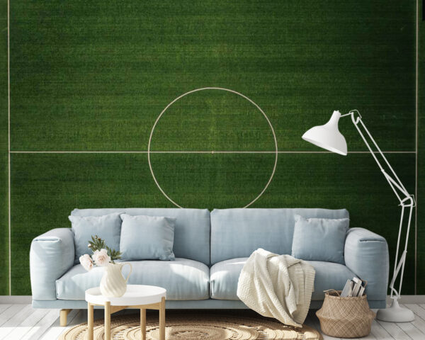 Football field with a white circle Football field with a white circle