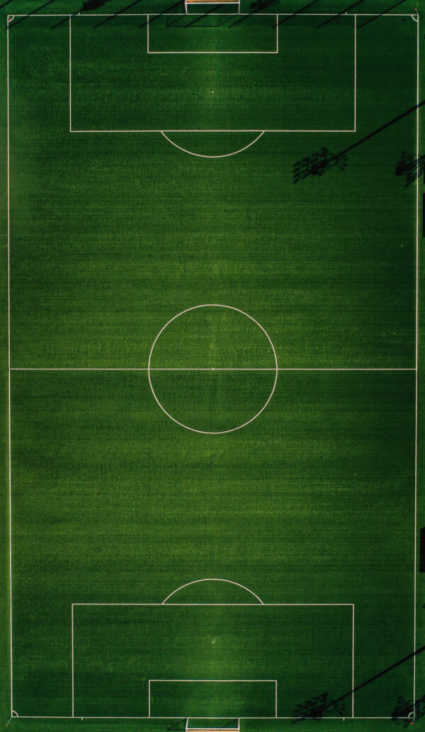 Football field with a white circle Football field with a white circle