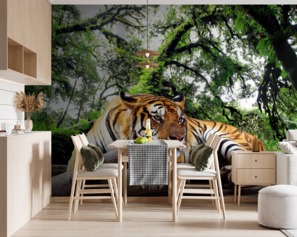 Tiger lying on a log Tiger lying on a log
